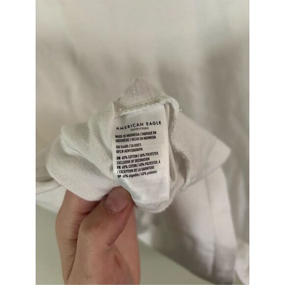 Men’s American Eagle SZ Small White Super Soft Standard Fit 3 Button Shirt - Picture 5 of 5